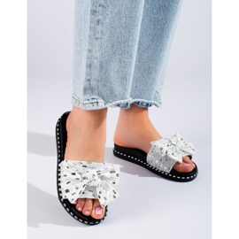 W. Potocki Női papucs vastag talppal, fekete Potocki fehér 1