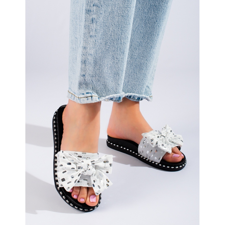 W. Potocki Női papucs vastag talppal, fekete Potocki fehér 1