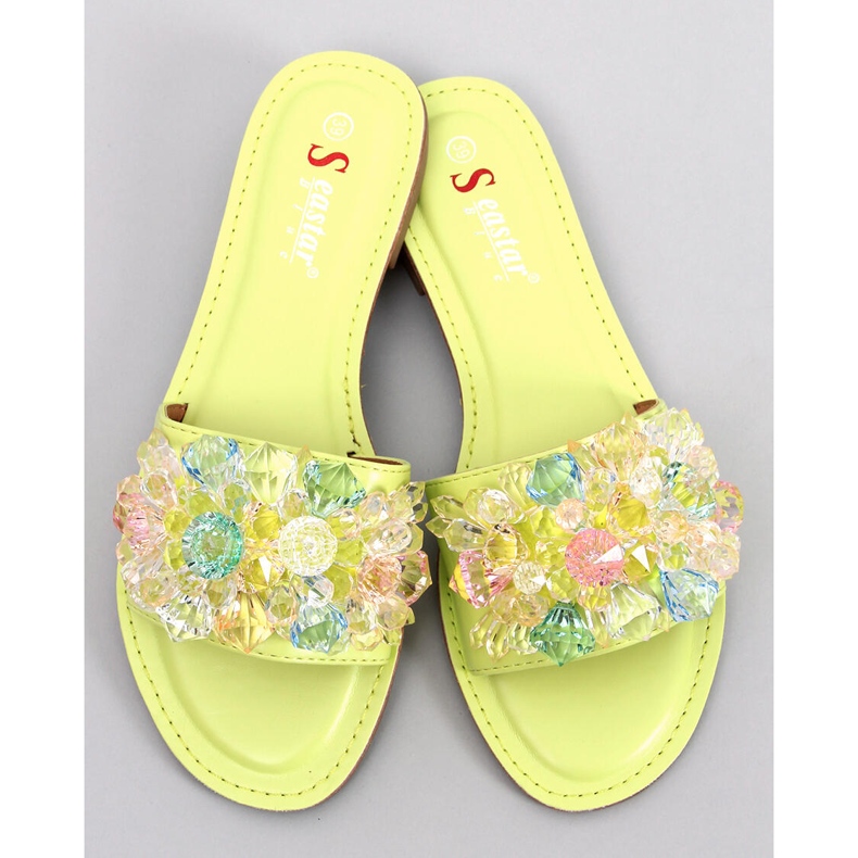 Seastar Estrada zöld papucs színes kövekkel 1