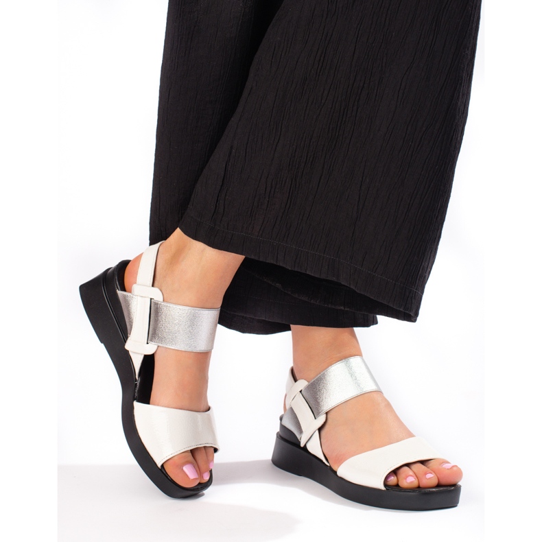 W. Potocki Potocki fehér felbújós szandál ezüst 1