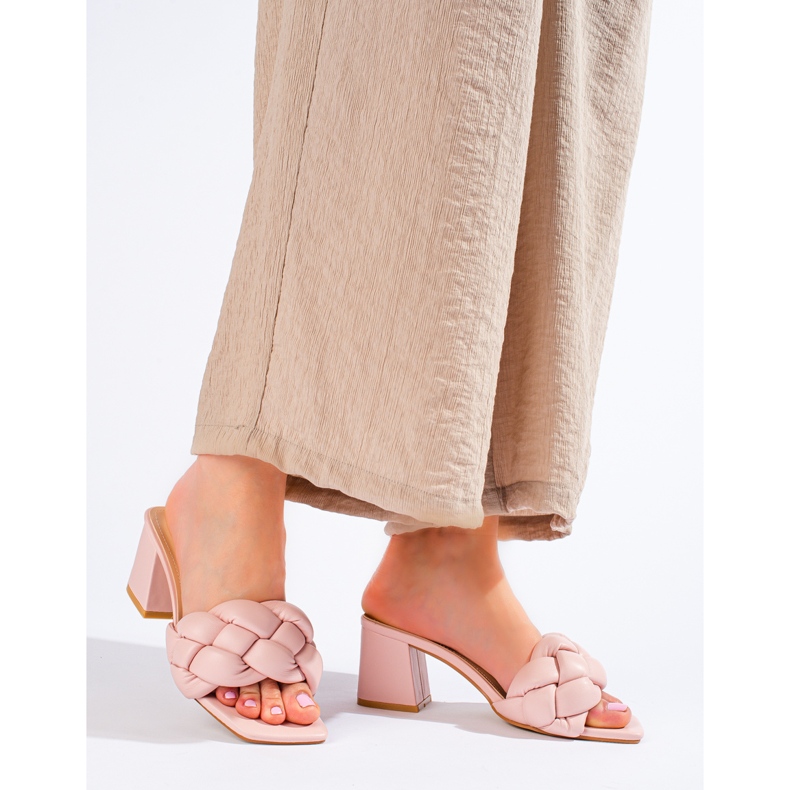 Női rózsaszín Shelovet sarkú szandál 1