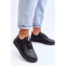 Női áttört fűzős tornacipő, fekete karinell fehér 2