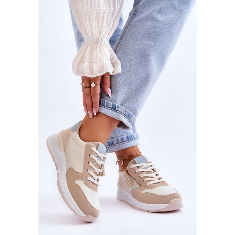 PG1 Női sportcipő Bézs Larisa cipzárral 2