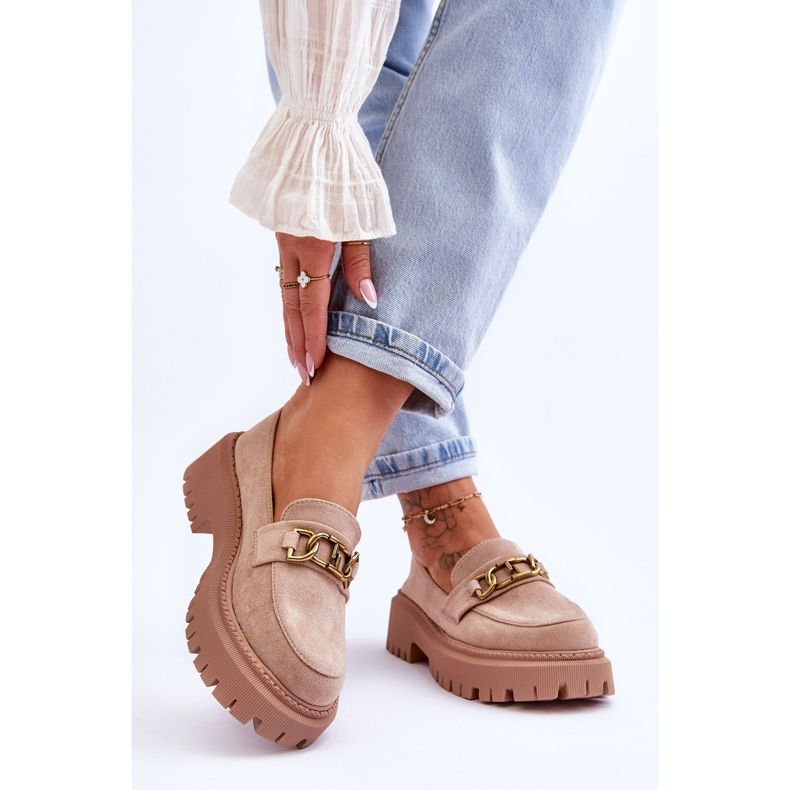 Női velúr lábcipők bézs Larey 2