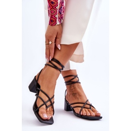 Kötött fekete szandál magas sarkú papucs Secret Love 2