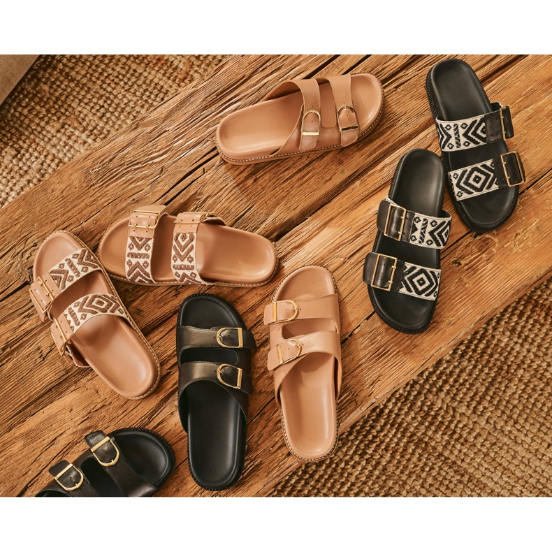 Marco Shoes Csatos papucs bézs 1