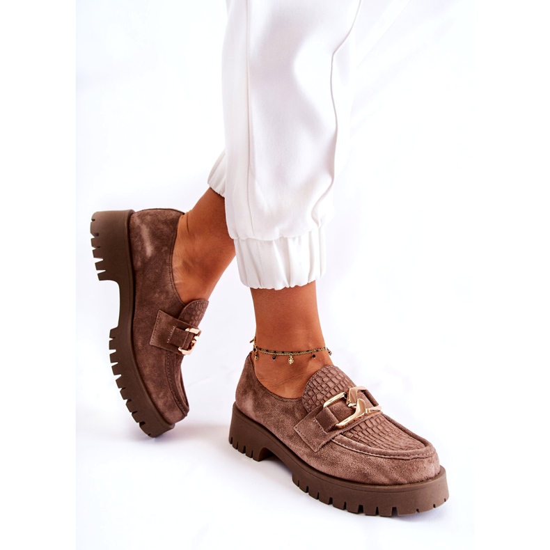 Lemar Női velúr világosbarna cipő díszes 2