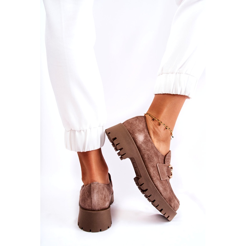 Lemar Női velúr világosbarna cipő díszes 4