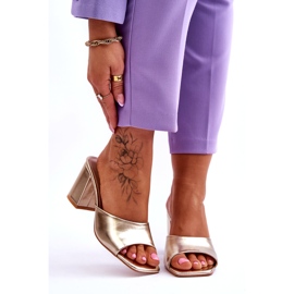 Női bőr klasszikus flip-flop fémes arany aranysárga 1