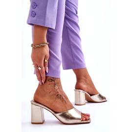 Női bőr klasszikus flip-flop fémes arany aranysárga 3