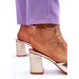 Női bőr klasszikus flip-flop fémes arany aranysárga 5