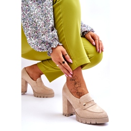 Vinceza Elegáns velúr magassarkú bézs Mintore 4