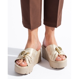 Arany színű női Shelovet ékpapucs aranysárga 1