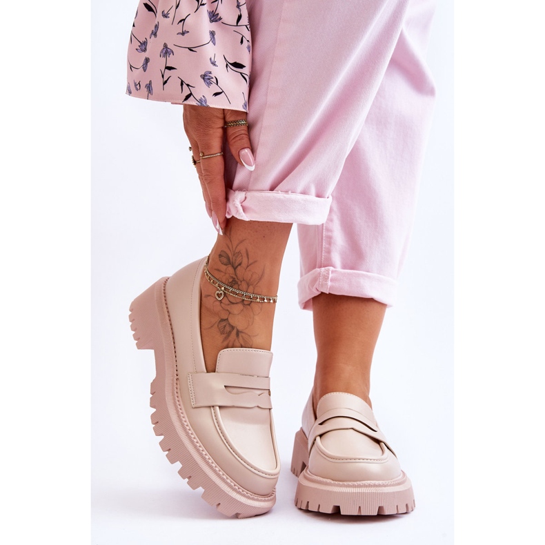 Folyóparti bézs bőr platformú felcsúsztatható naplopók 1