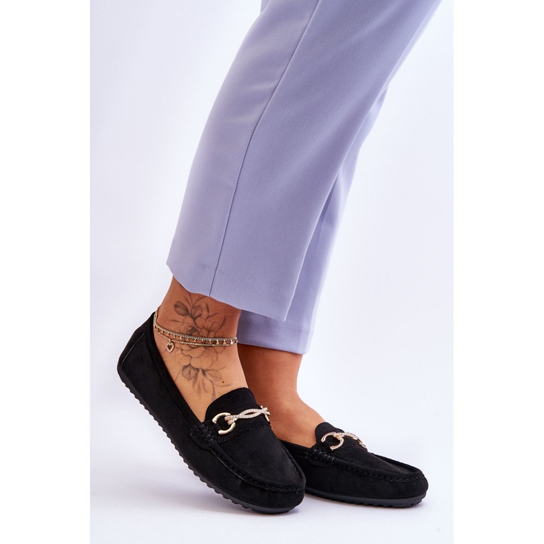 Klasszikus velúr cipők fekete Amera díszítéssel 1