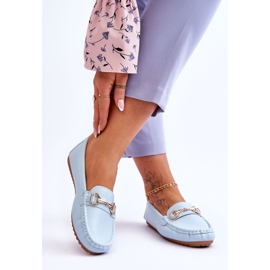 Klasszikus Bőr Loafers Világoskék Verona 2