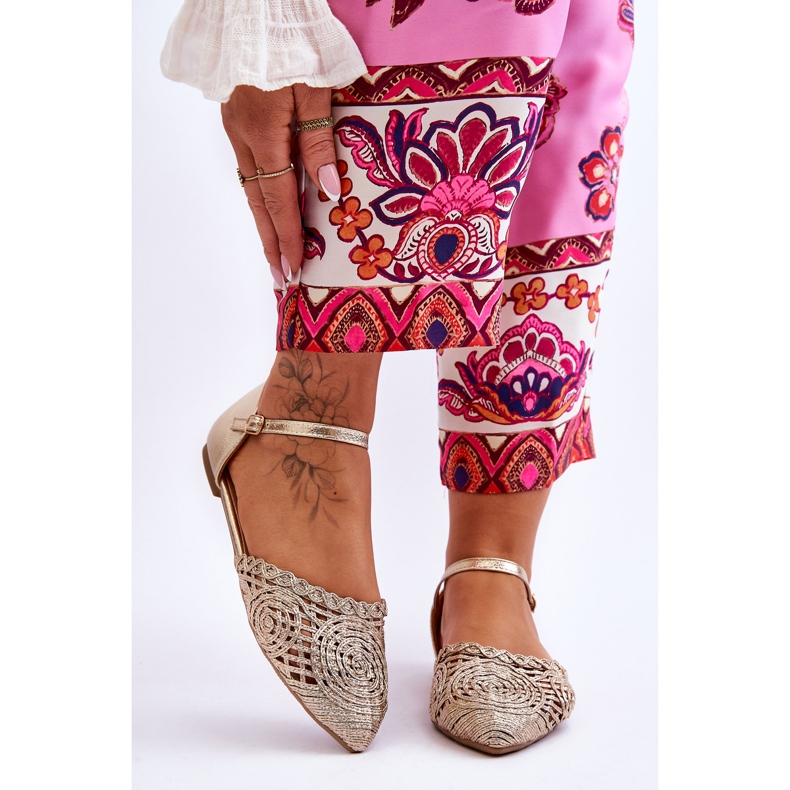 FM1 Elegáns női szandál lapos arany Sheia aranysárga 1