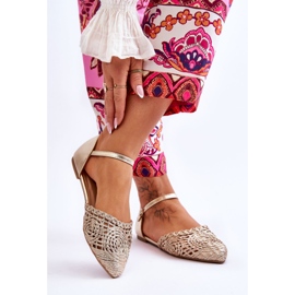 FM1 Elegáns női szandál lapos arany Sheia aranysárga 2