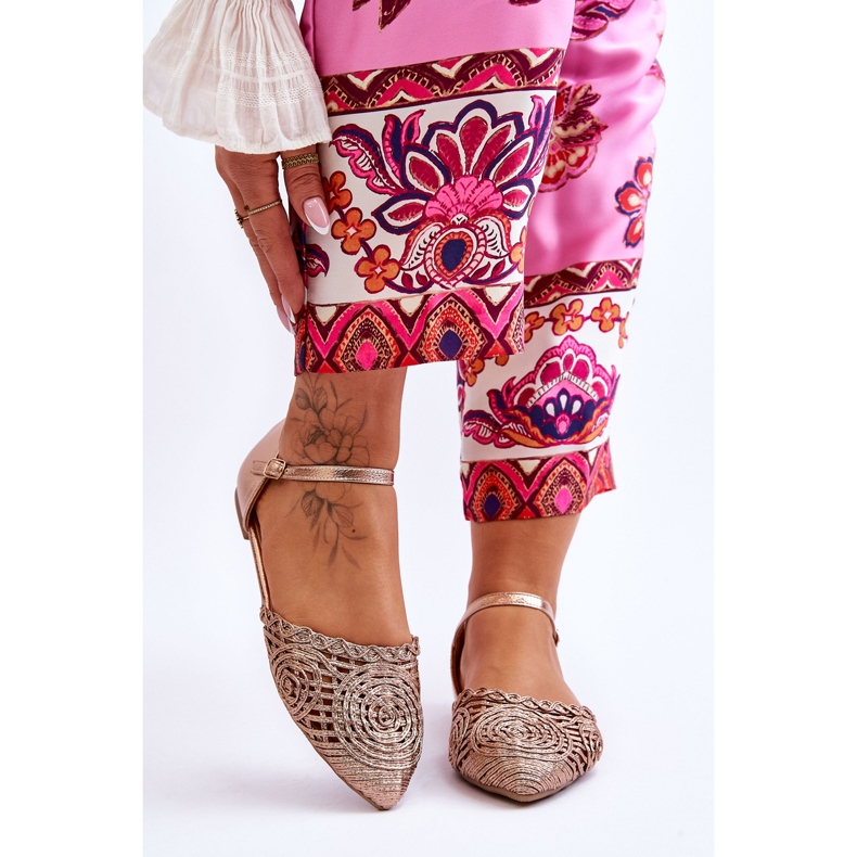 FM1 Elegáns női szandál lapos rózsa arany Sheia aranysárga 1