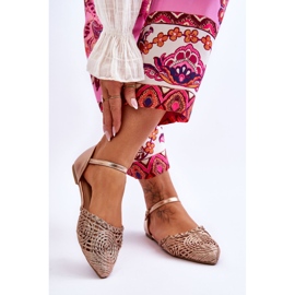 FM1 Elegáns női szandál lapos rózsa arany Sheia aranysárga 2