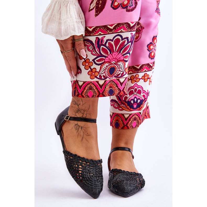 FM1 Elegáns női szandál lapos fekete Sheia 1