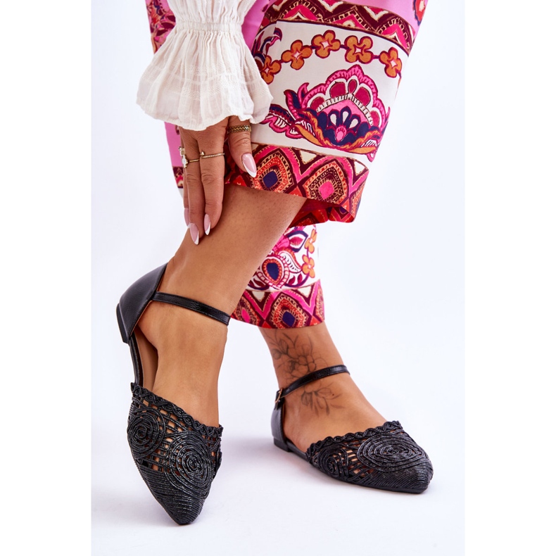 FM1 Elegáns női szandál lapos fekete Sheia 2