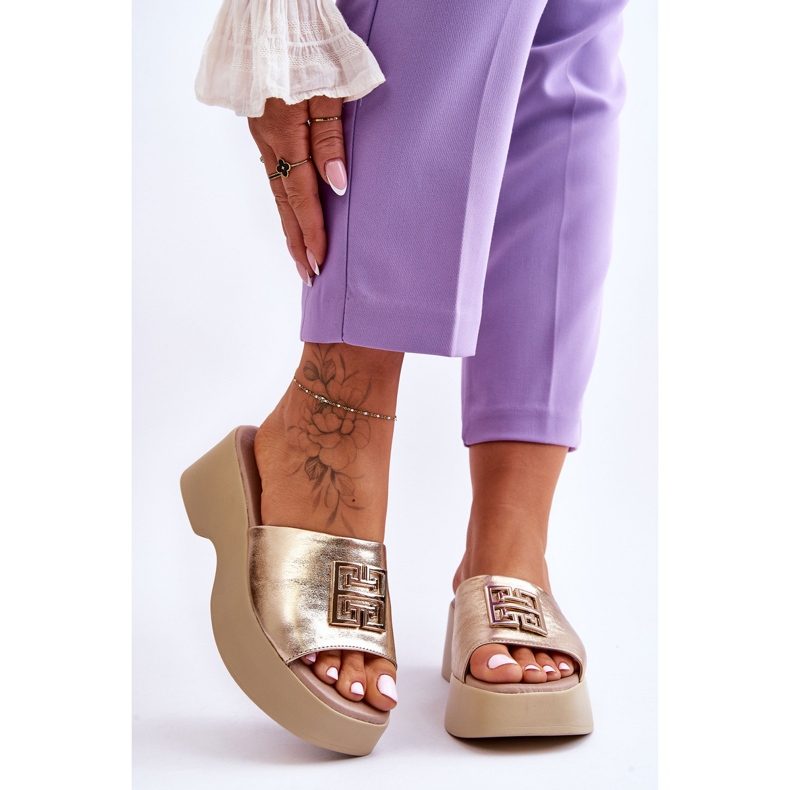 Lemar Női bőr papucs arany Renna díszítéssel aranysárga 1