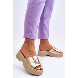 Lemar Női bőr papucs arany Renna díszítéssel aranysárga 2