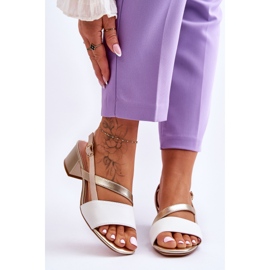 Sergio Leone bőr magassarkú szandál SK826 fehér és arany 1