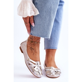 Női bőr balerina Maciejka 01358-22 bézs-arany 1