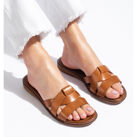 W. Potocki Női barna bőr papucs a Potockitól 1