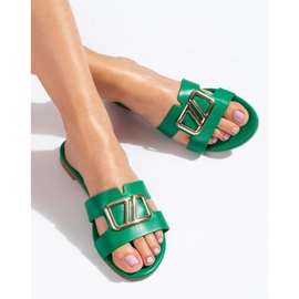 Lapos szandál Shelovet zöld díszítéssel 1