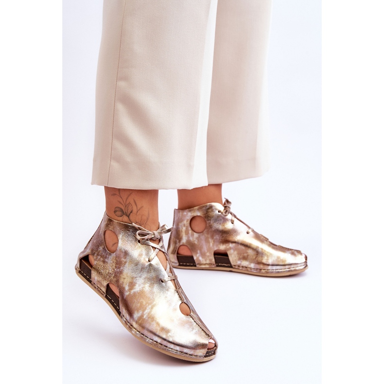 Maciejka könnyű bőrcsizma 03426-42 arany aranysárga 2