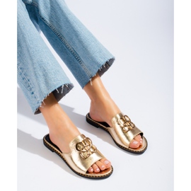 Női arany Shelovet díszítésű csúszkák aranysárga 1