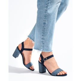 Női sötétkék Shelovet szandál dekoratív sarokkal 1