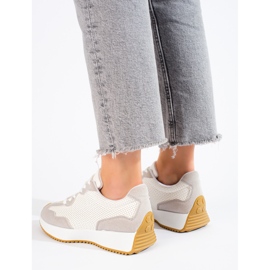 TRENDI Alkalmi sportcipők a platformon bézs fehér 1