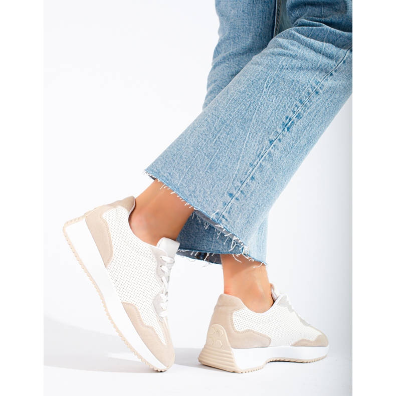 TRENDI Alkalmi sportcipők a platformon bézs fehér szürke 1