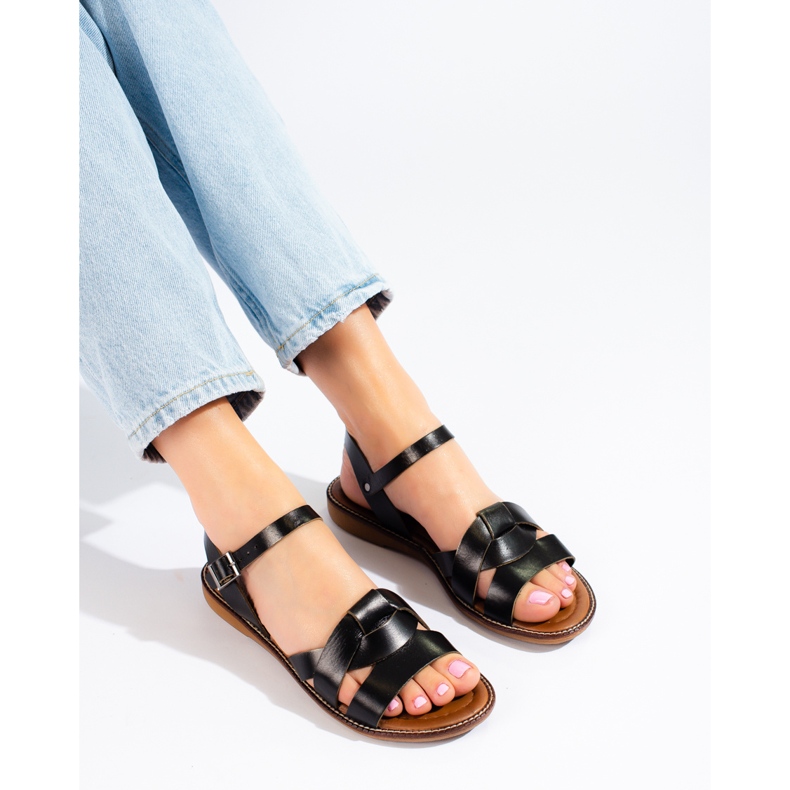 W. Potocki Női bőr szandál Potocki fekete 1