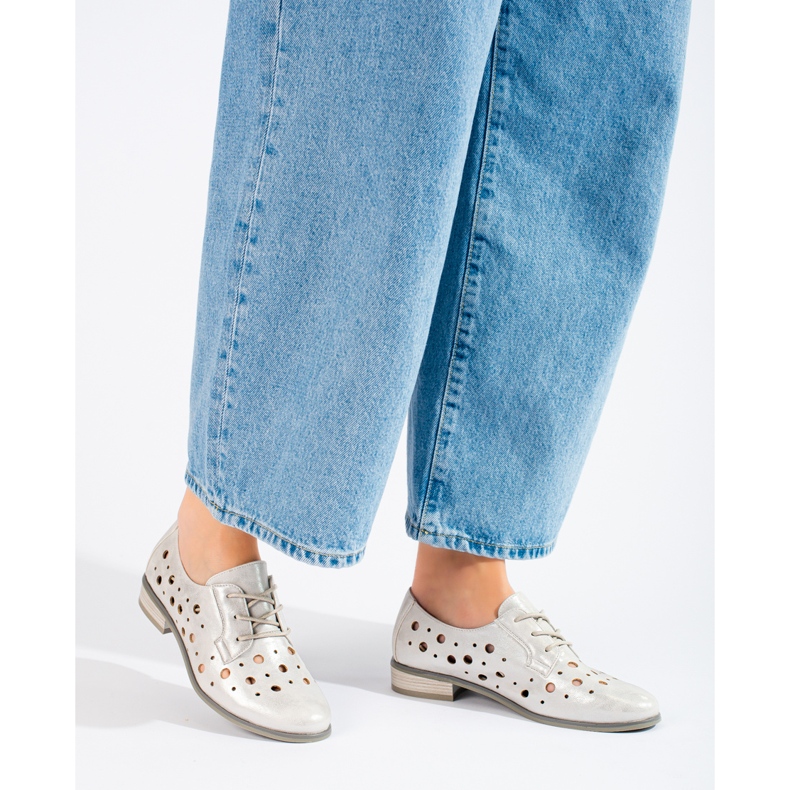 W. Potocki Női áttört fűzős cipő Potocki ezüst 1