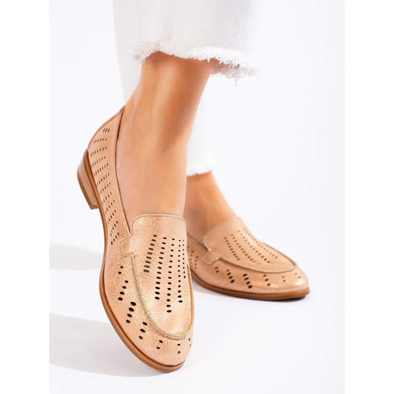 SHELOVET Női arany áttört cipő Potocki bézs 1