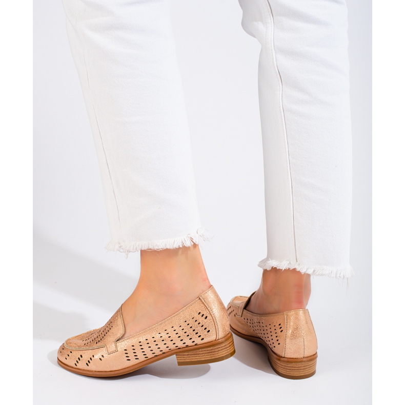 SHELOVET Női arany áttört cipő Potocki bézs 2