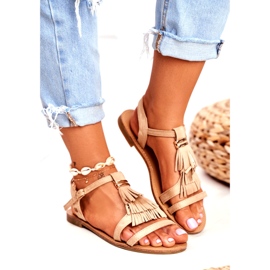 FRJ Női szandál Lapos velúr Boho Beige Lucami bézs 3