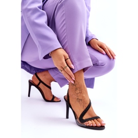 Női csúszás -magas rágású szandál fényes fekete 6