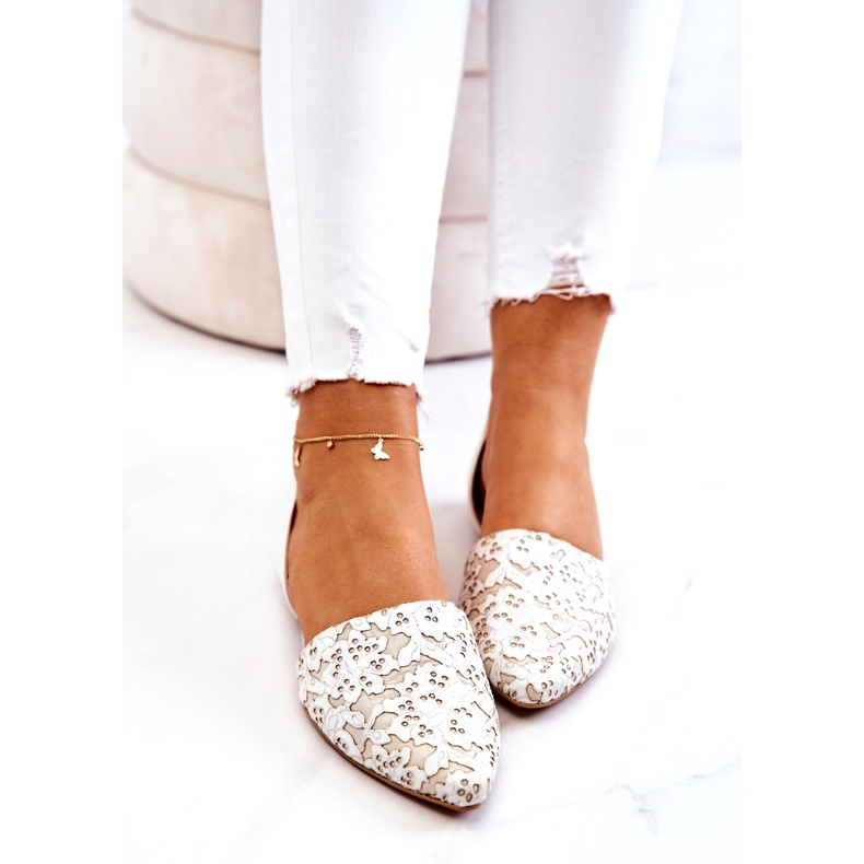 Elegáns bőr balerina Laura Messi 1110 bézs 4