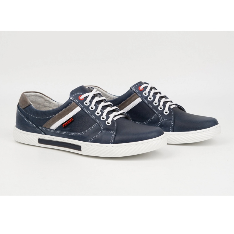 Polbut Férfi bőrcipő J47, sötétkék és szürke sokszínű 4