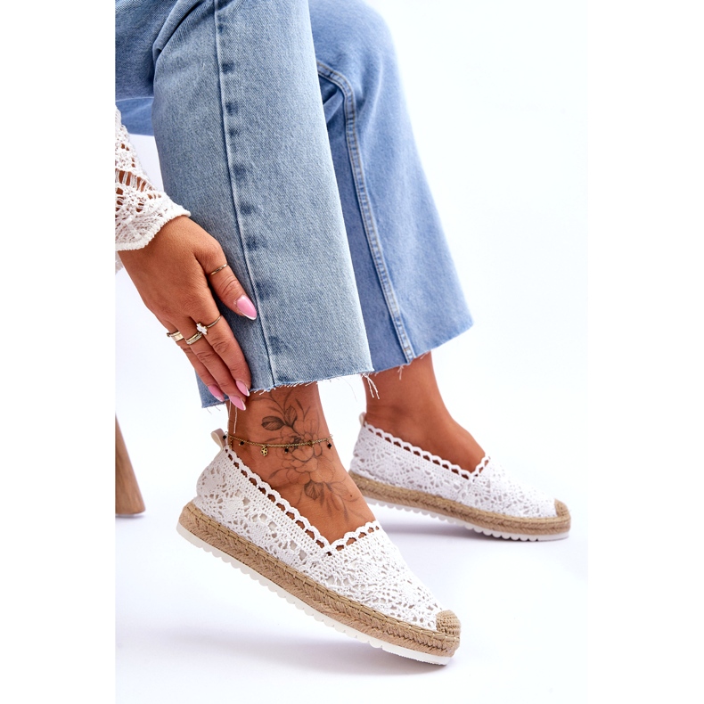 FE1 Csipke Slip-on Espadrilles White Blanco fehér 5 FE1 Csipke Slip-on Espadrilles White Blanco fehér 5
