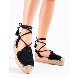 Fekete platform espadrillák a Shelovet boho-tól 1