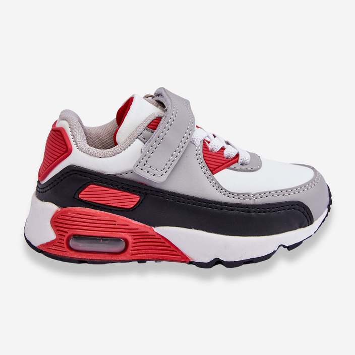 FR1 Gyermek bőr platformú sportcipő fehér és piros Lori 1