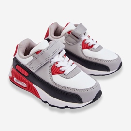 FR1 Gyermek bőr platformú sportcipő fehér és piros Lori 2