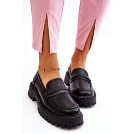 Női mokaszin Big Star bőrcipő LL274458 fekete 2